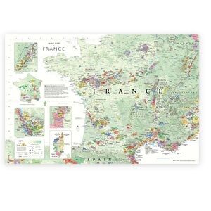 De Long Art Print Wine Map of France with information booklet